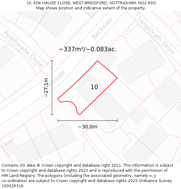 10, ESK HAUSE CLOSE, WEST BRIDGFORD, NOTTINGHAM, NG2 6SG: Plot and title map