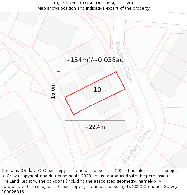 10, ESKDALE CLOSE, DURHAM, DH1 2UH: Plot and title map