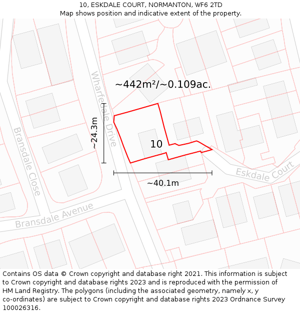 10, ESKDALE COURT, NORMANTON, WF6 2TD: Plot and title map