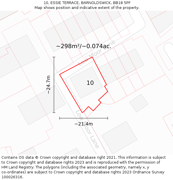 10, ESSIE TERRACE, BARNOLDSWICK, BB18 5PF: Plot and title map