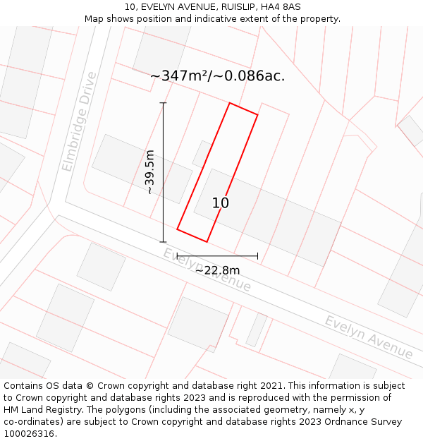 10, EVELYN AVENUE, RUISLIP, HA4 8AS: Plot and title map