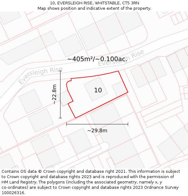 10, EVERSLEIGH RISE, WHITSTABLE, CT5 3RN: Plot and title map