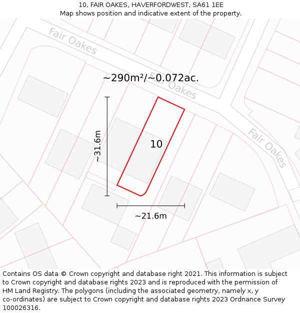 10, FAIR OAKES, HAVERFORDWEST, SA61 1EE: Plot and title map