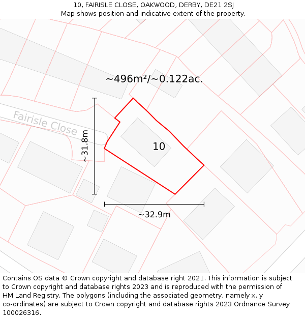 10, FAIRISLE CLOSE, OAKWOOD, DERBY, DE21 2SJ: Plot and title map