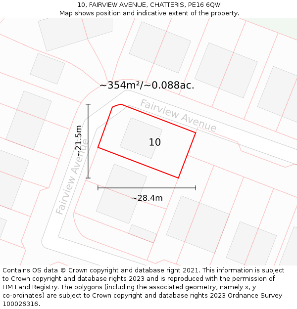 10, FAIRVIEW AVENUE, CHATTERIS, PE16 6QW: Plot and title map