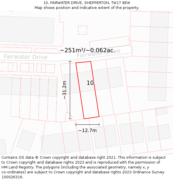 10, FAIRWATER DRIVE, SHEPPERTON, TW17 8EW: Plot and title map