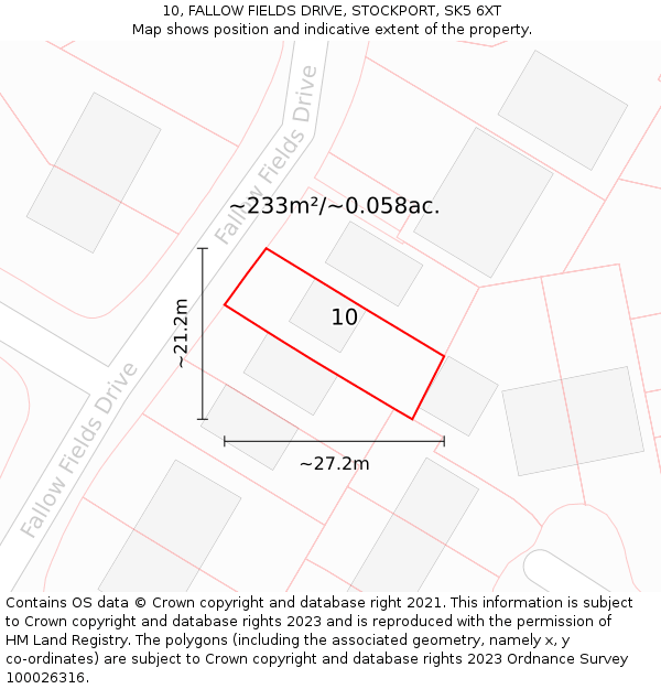 10, FALLOW FIELDS DRIVE, STOCKPORT, SK5 6XT: Plot and title map