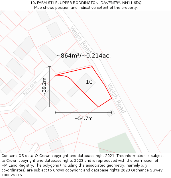 10, FARM STILE, UPPER BODDINGTON, DAVENTRY, NN11 6DQ: Plot and title map