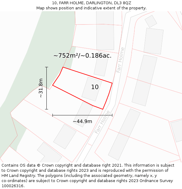 10, FARR HOLME, DARLINGTON, DL3 8QZ: Plot and title map