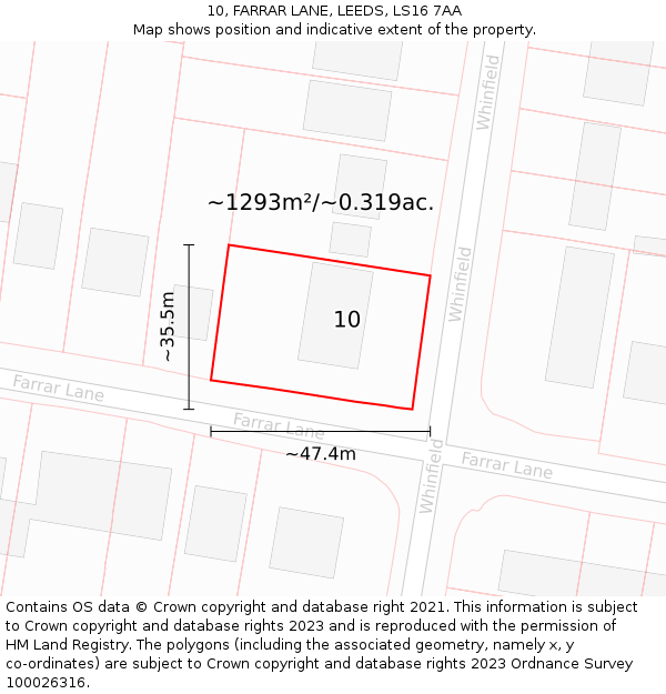 10, FARRAR LANE, LEEDS, LS16 7AA: Plot and title map