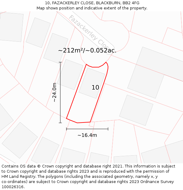 10, FAZACKERLEY CLOSE, BLACKBURN, BB2 4FG: Plot and title map