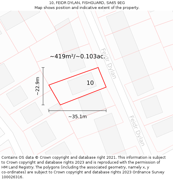 10, FEIDR DYLAN, FISHGUARD, SA65 9EG: Plot and title map