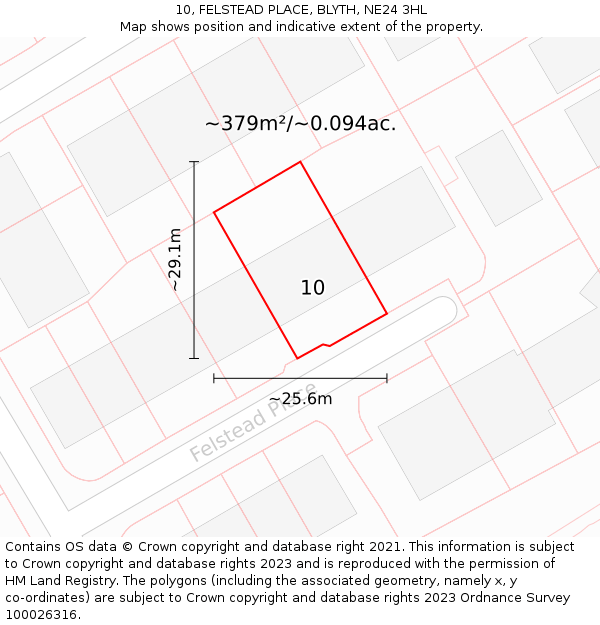 10, FELSTEAD PLACE, BLYTH, NE24 3HL: Plot and title map