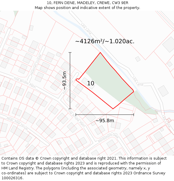 10, FERN DENE, MADELEY, CREWE, CW3 9ER: Plot and title map