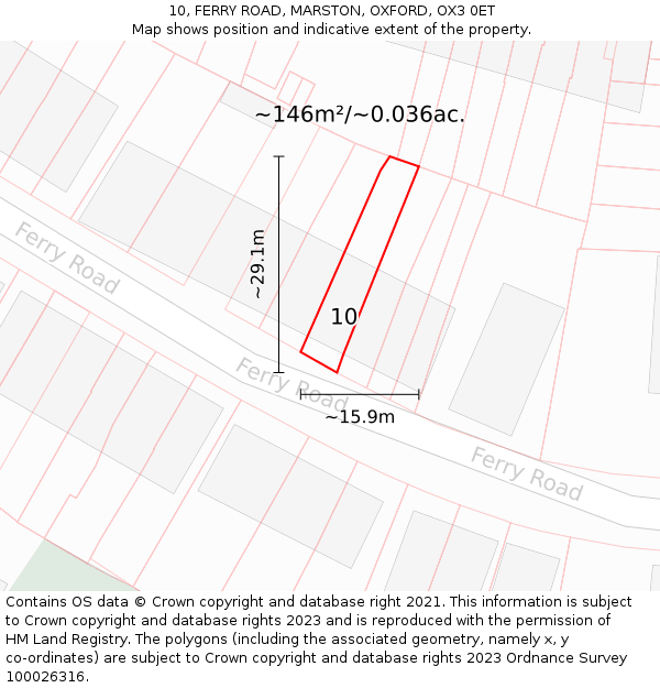 10, FERRY ROAD, MARSTON, OXFORD, OX3 0ET: Plot and title map