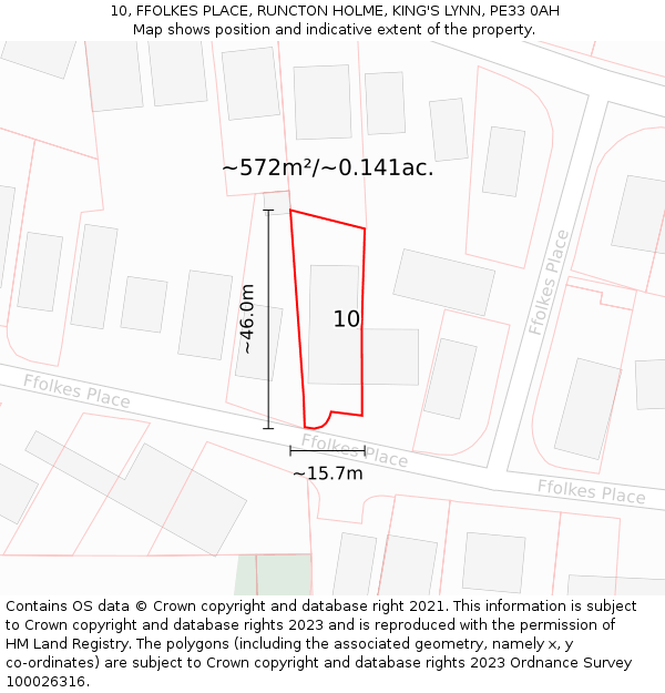 10, FFOLKES PLACE, RUNCTON HOLME, KING'S LYNN, PE33 0AH: Plot and title map