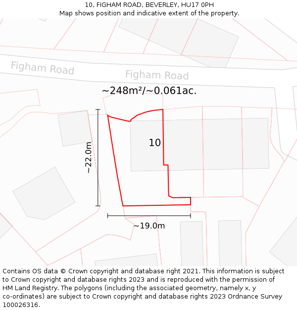 10, FIGHAM ROAD, BEVERLEY, HU17 0PH: Plot and title map