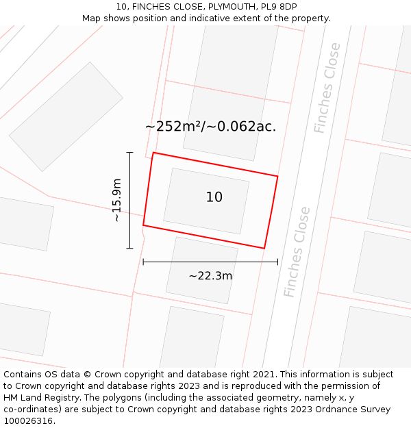 10, FINCHES CLOSE, PLYMOUTH, PL9 8DP: Plot and title map