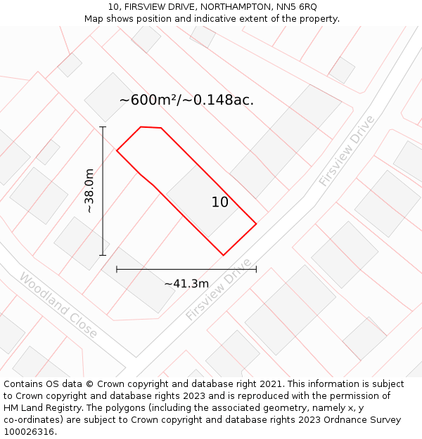 10, FIRSVIEW DRIVE, NORTHAMPTON, NN5 6RQ: Plot and title map