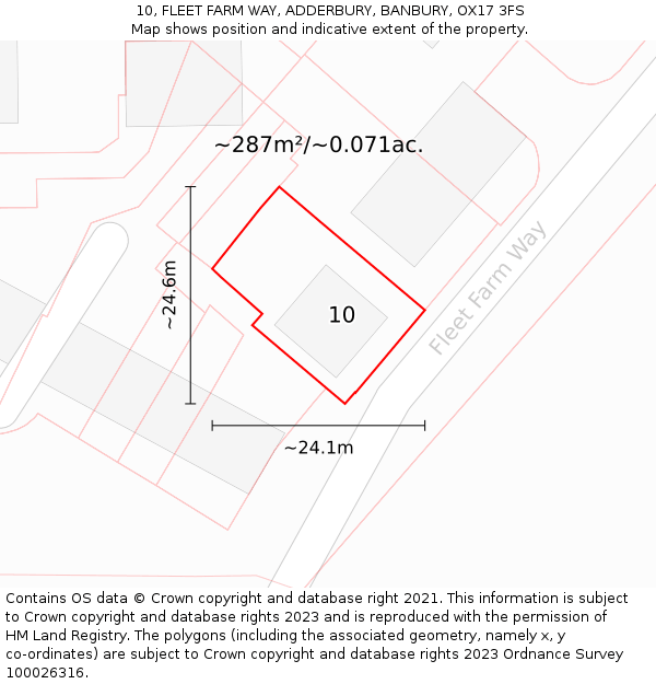 10, FLEET FARM WAY, ADDERBURY, BANBURY, OX17 3FS: Plot and title map