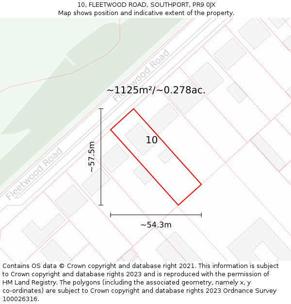 10, FLEETWOOD ROAD, SOUTHPORT, PR9 0JX: Plot and title map