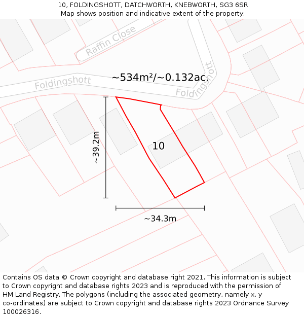 10, FOLDINGSHOTT, DATCHWORTH, KNEBWORTH, SG3 6SR: Plot and title map