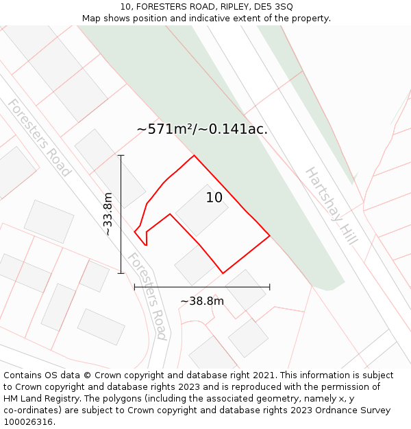 10, FORESTERS ROAD, RIPLEY, DE5 3SQ: Plot and title map