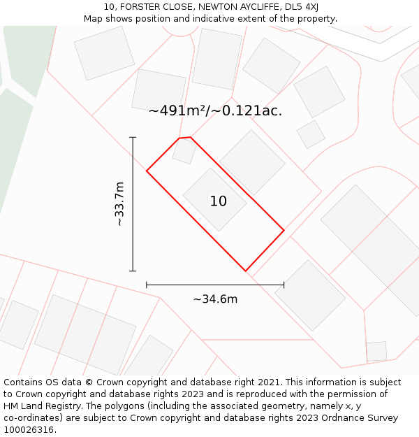 10, FORSTER CLOSE, NEWTON AYCLIFFE, DL5 4XJ: Plot and title map