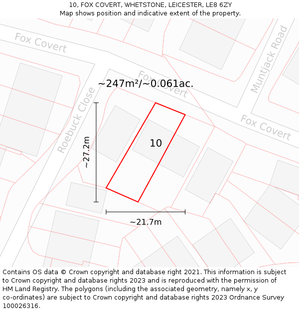 10, FOX COVERT, WHETSTONE, LEICESTER, LE8 6ZY: Plot and title map