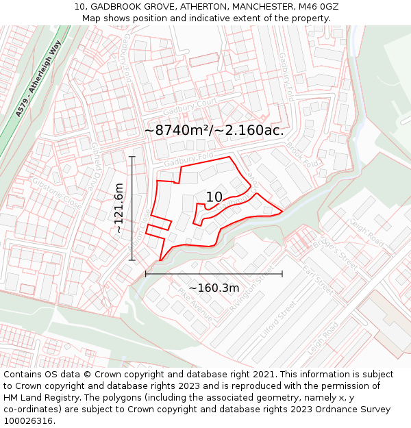 10, GADBROOK GROVE, ATHERTON, MANCHESTER, M46 0GZ: Plot and title map