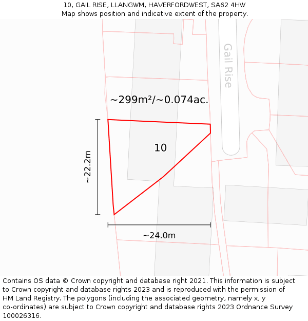 10, GAIL RISE, LLANGWM, HAVERFORDWEST, SA62 4HW: Plot and title map