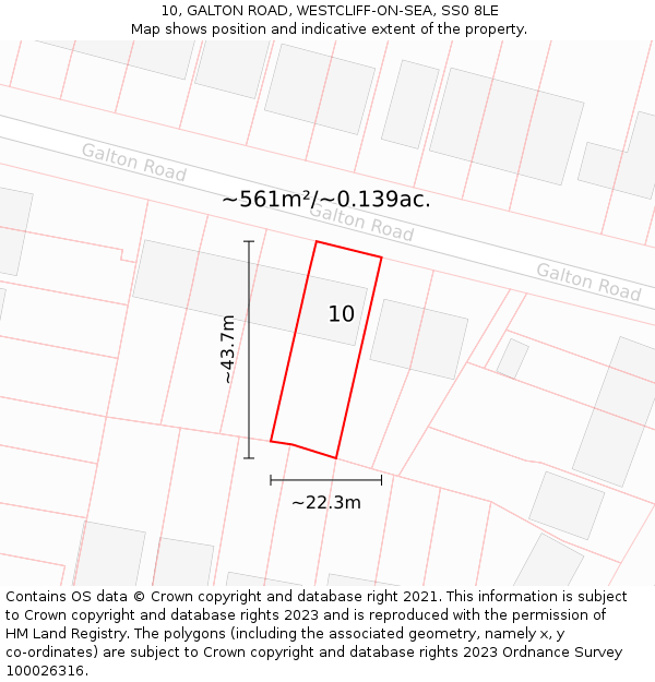 10, GALTON ROAD, WESTCLIFF-ON-SEA, SS0 8LE: Plot and title map