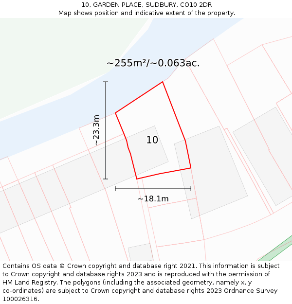 10, GARDEN PLACE, SUDBURY, CO10 2DR: Plot and title map