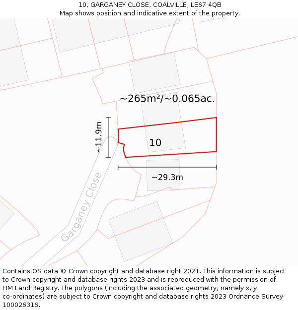 10, GARGANEY CLOSE, COALVILLE, LE67 4QB: Plot and title map