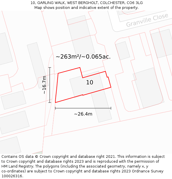 10, GARLING WALK, WEST BERGHOLT, COLCHESTER, CO6 3LG: Plot and title map