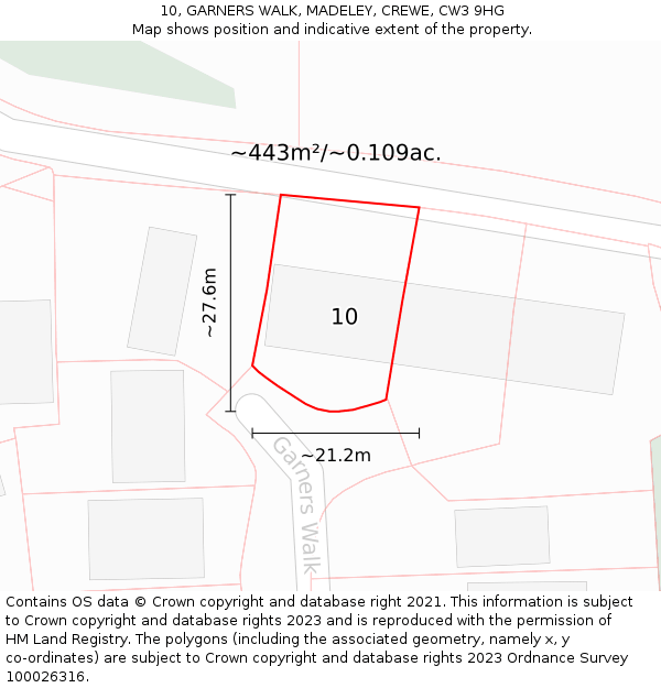 10, GARNERS WALK, MADELEY, CREWE, CW3 9HG: Plot and title map