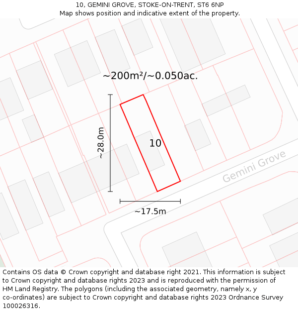 10, GEMINI GROVE, STOKE-ON-TRENT, ST6 6NP: Plot and title map