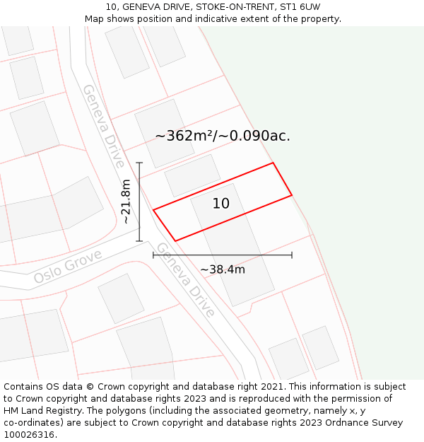 10, GENEVA DRIVE, STOKE-ON-TRENT, ST1 6UW: Plot and title map