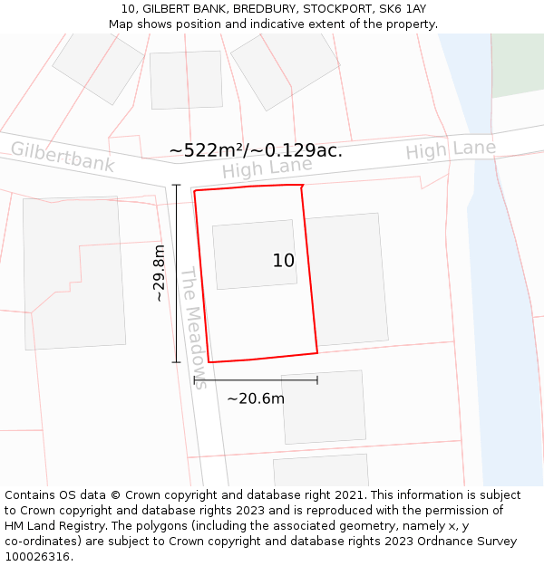 10, GILBERT BANK, BREDBURY, STOCKPORT, SK6 1AY: Plot and title map