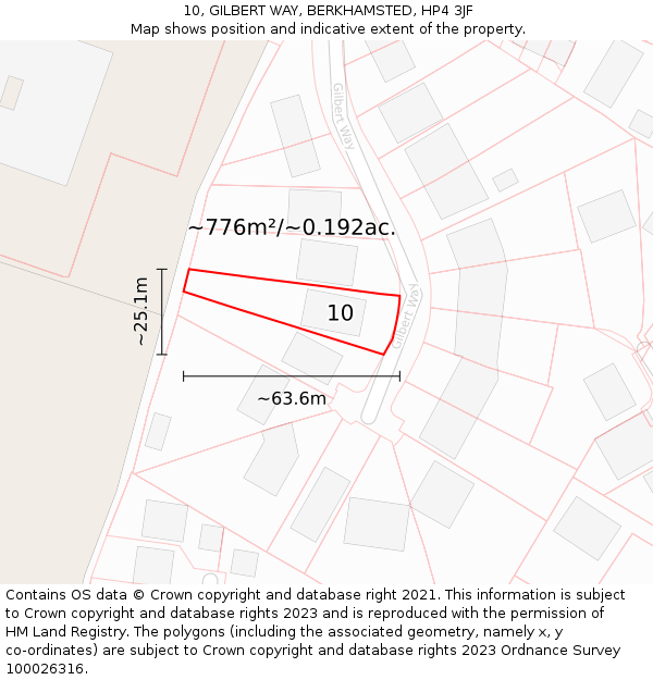 10, GILBERT WAY, BERKHAMSTED, HP4 3JF: Plot and title map