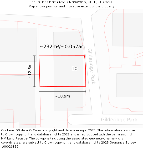 10, GILDERIDGE PARK, KINGSWOOD, HULL, HU7 3GH: Plot and title map