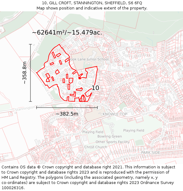10, GILL CROFT, STANNINGTON, SHEFFIELD, S6 6FQ: Plot and title map
