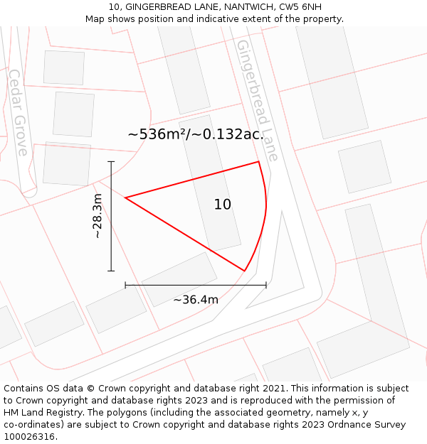 10, GINGERBREAD LANE, NANTWICH, CW5 6NH: Plot and title map