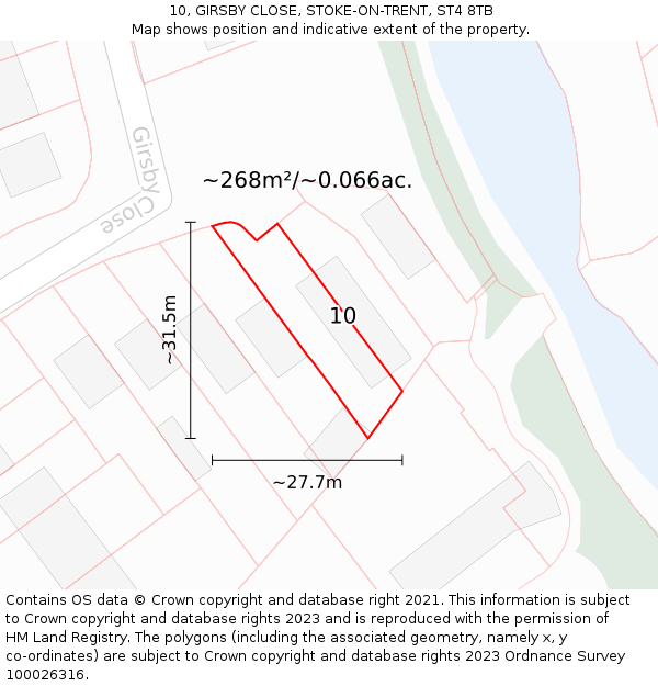 10, GIRSBY CLOSE, STOKE-ON-TRENT, ST4 8TB: Plot and title map