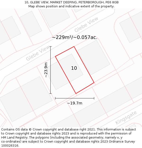 10, GLEBE VIEW, MARKET DEEPING, PETERBOROUGH, PE6 8GB: Plot and title map