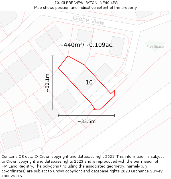 10, GLEBE VIEW, RYTON, NE40 4FG: Plot and title map