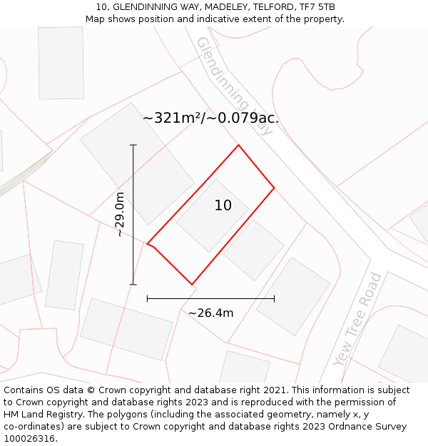 10, GLENDINNING WAY, MADELEY, TELFORD, TF7 5TB: Plot and title map