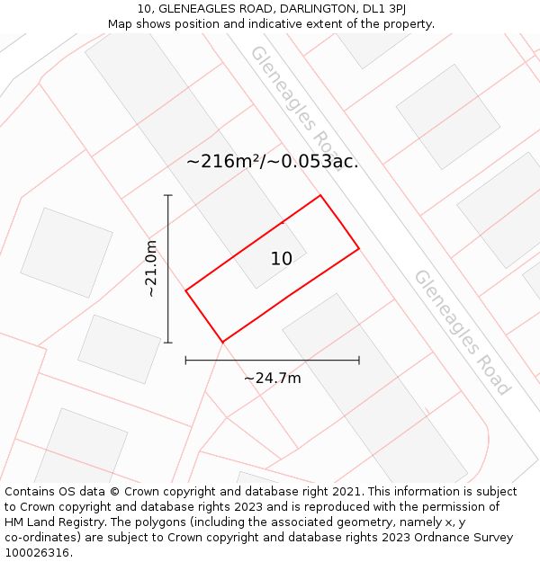 10, GLENEAGLES ROAD, DARLINGTON, DL1 3PJ: Plot and title map