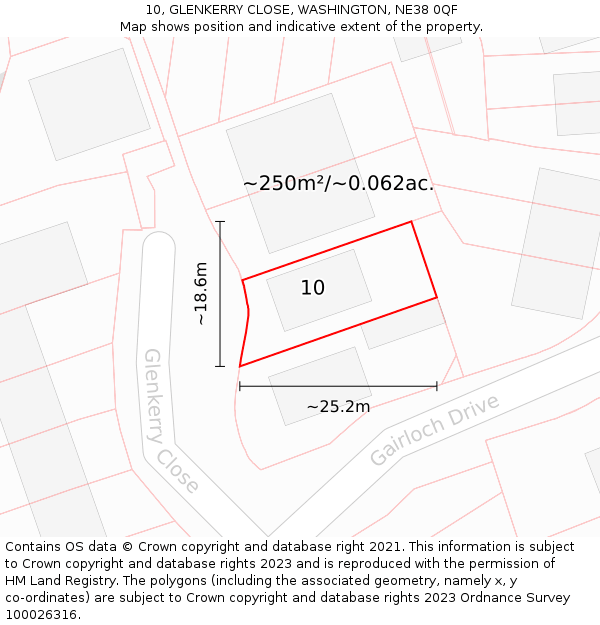 10, GLENKERRY CLOSE, WASHINGTON, NE38 0QF: Plot and title map