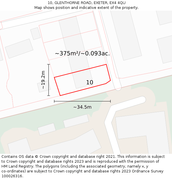 10, GLENTHORNE ROAD, EXETER, EX4 4QU: Plot and title map